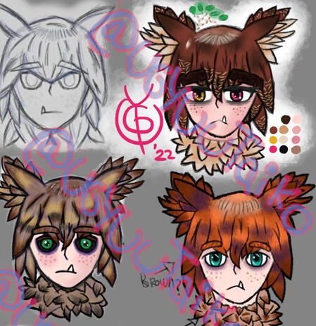 artwork of an original character, human/owl